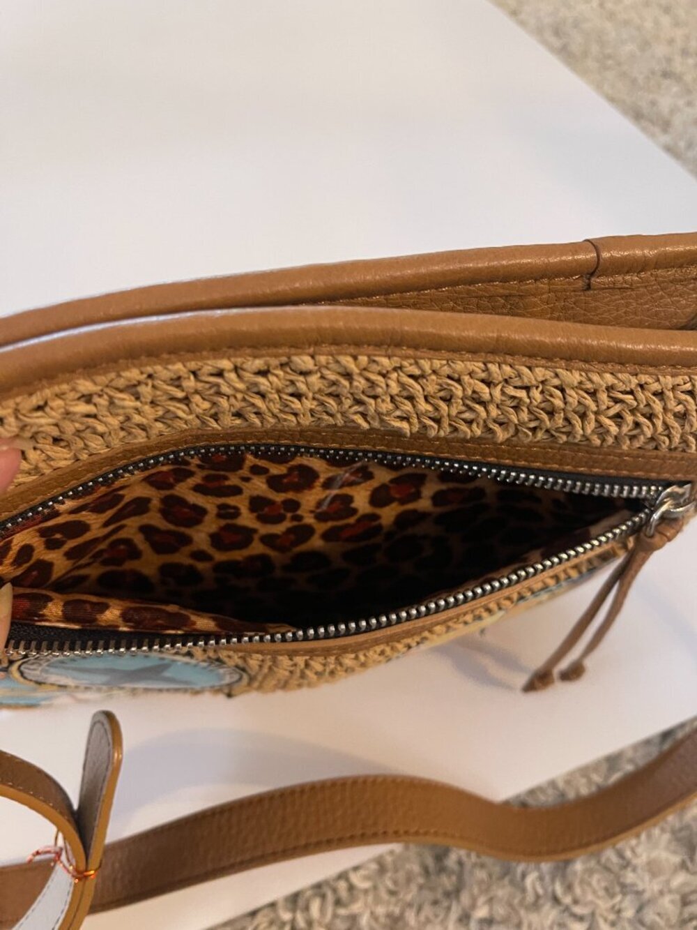 Brighton Tom Clancy Crochet Jute Jet Travel Crossbody Bag Boho Summer - Picture 5 of 9